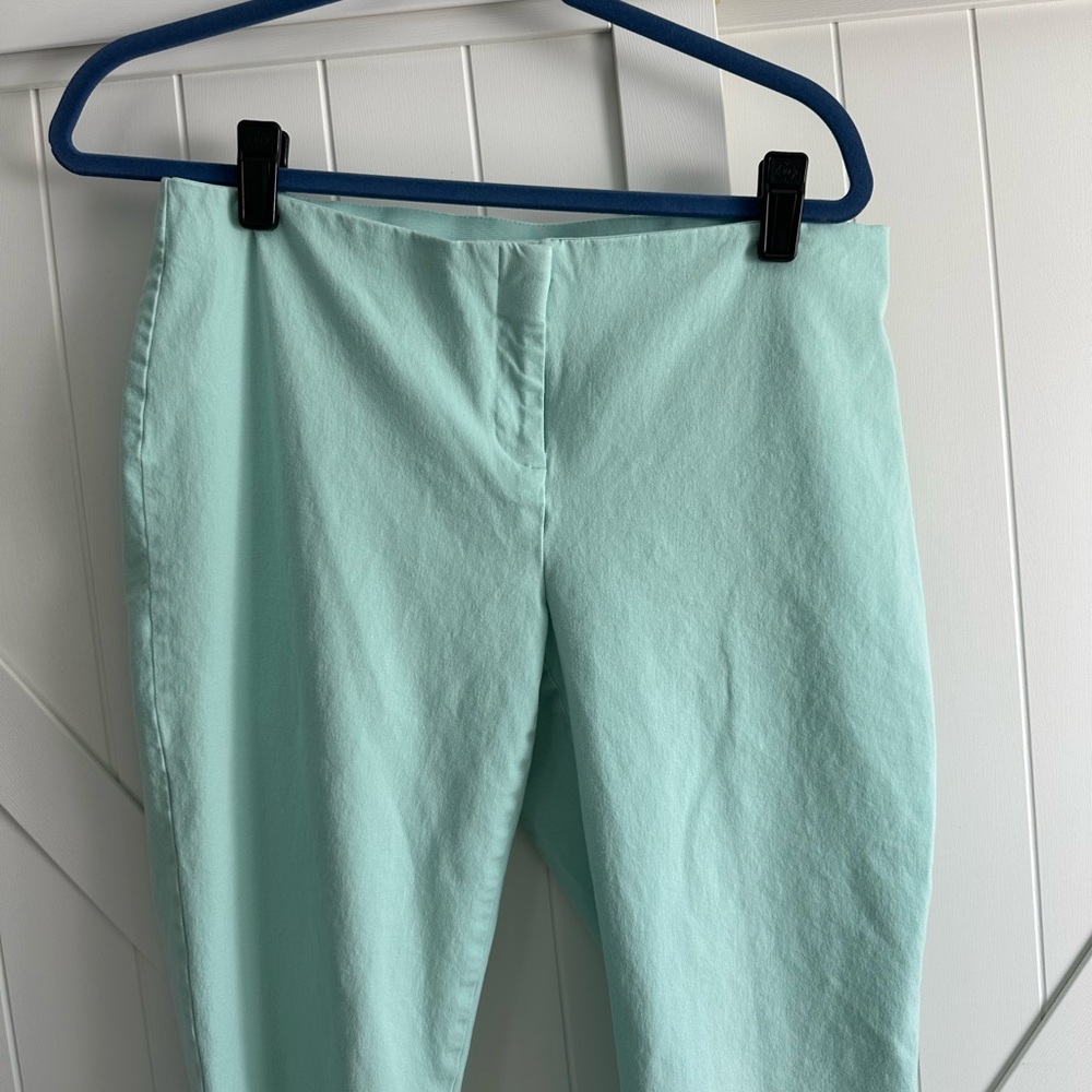 Alfani Mint Cropped Ankle Capri Pants Sz 12 Elastic Waist Zip Closure Career - Picture 2 of 5